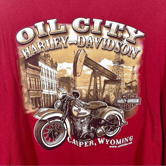 Harley-Davidson Bikercore Oil City Long Sleeve Graphic Tee Vintage Red 2XL - Picture 16 of 17
